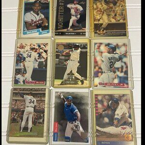 Lot of 9  baseball cards Piazza, Delgado, Ryan, Griffey Jr, Gynn, Justice